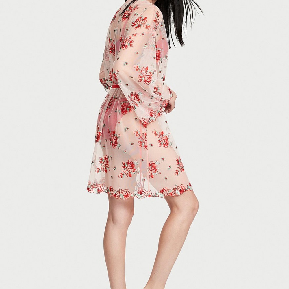 V S Victoria’s Secret floral mesh robe
